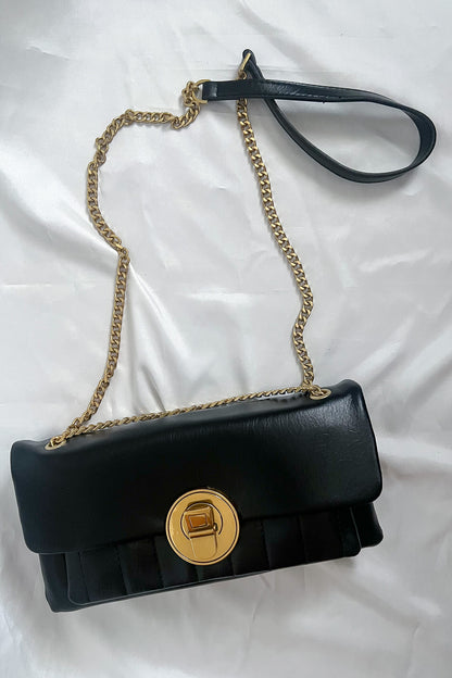 Chain Strap rectangular multi way carry Bag with gold detailing 