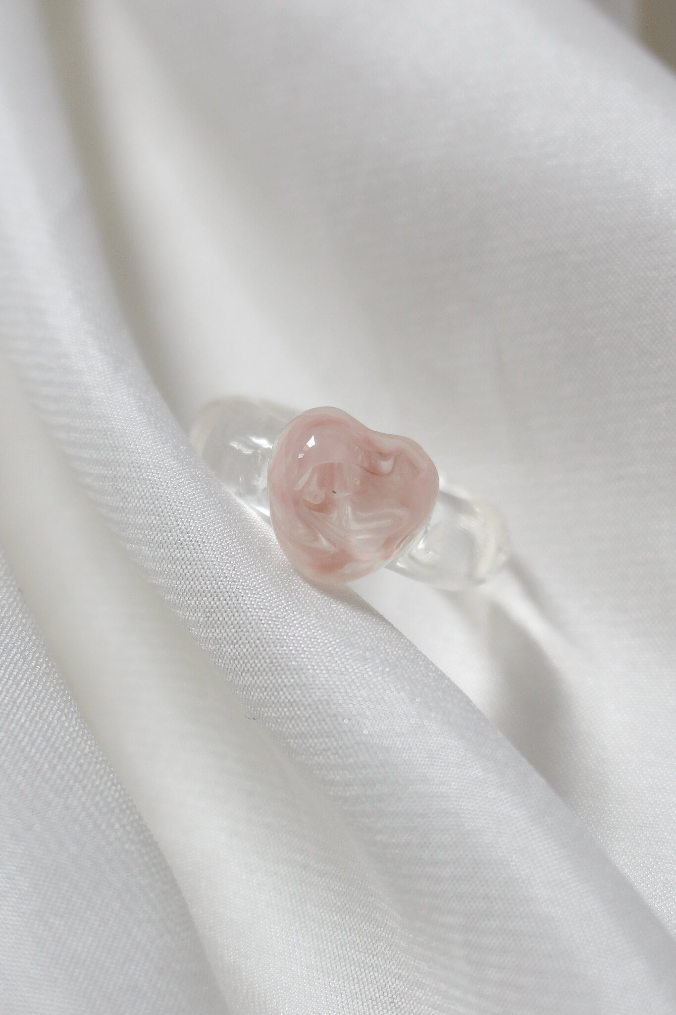 Small Heart Resin Ring in Pink