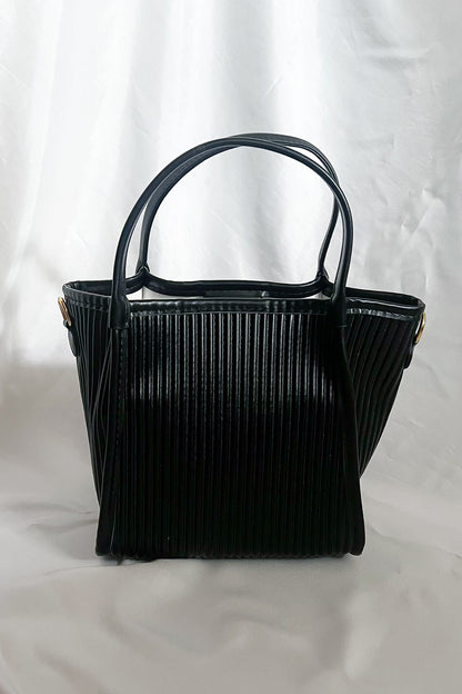 Pleated Mini Tote in Black