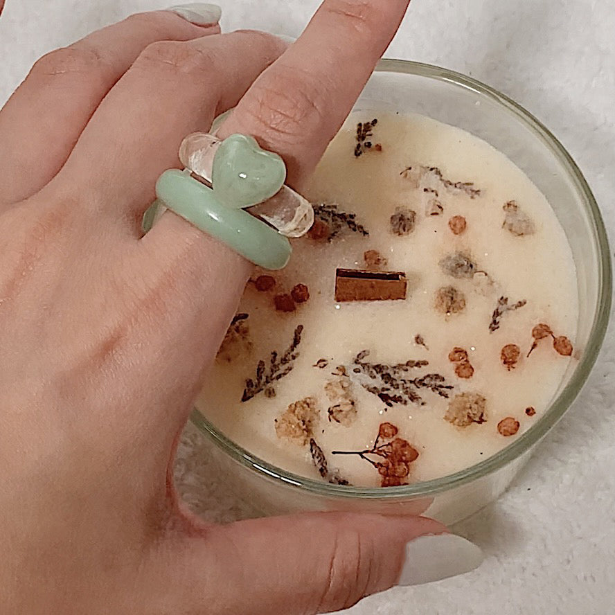 Small Heart Resin Ring in Sage