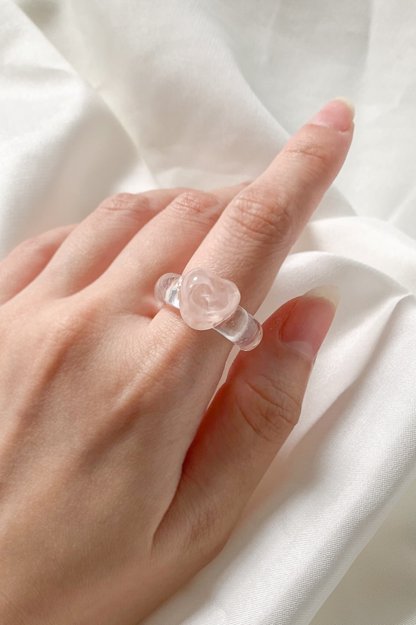 Small Heart Resin Ring in Pink