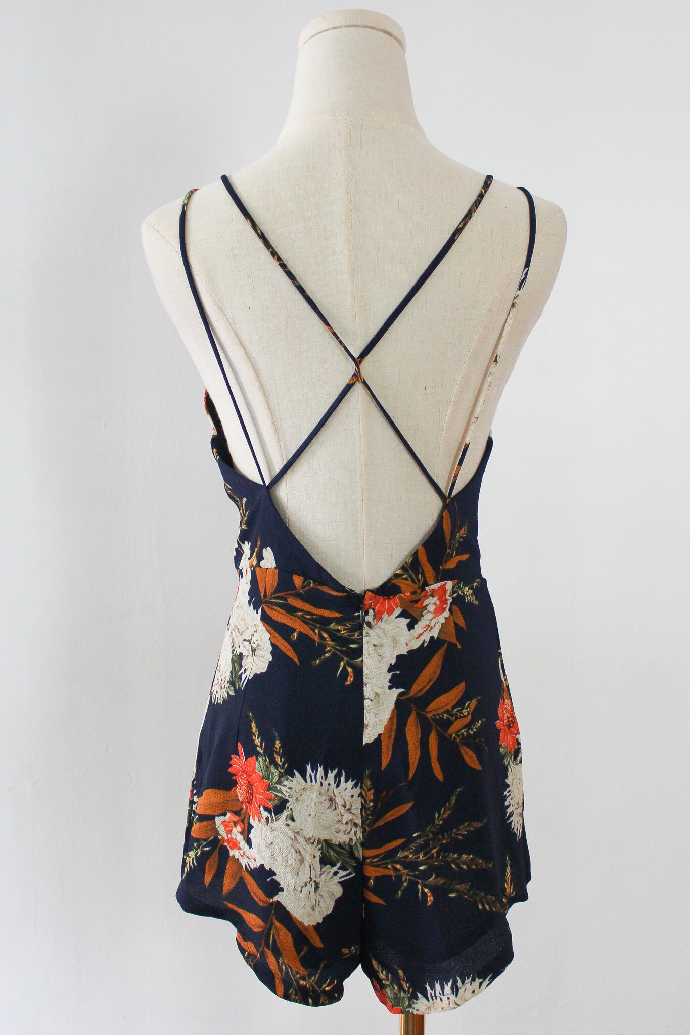 V neck crossback printed romper perfect coverup for the beach