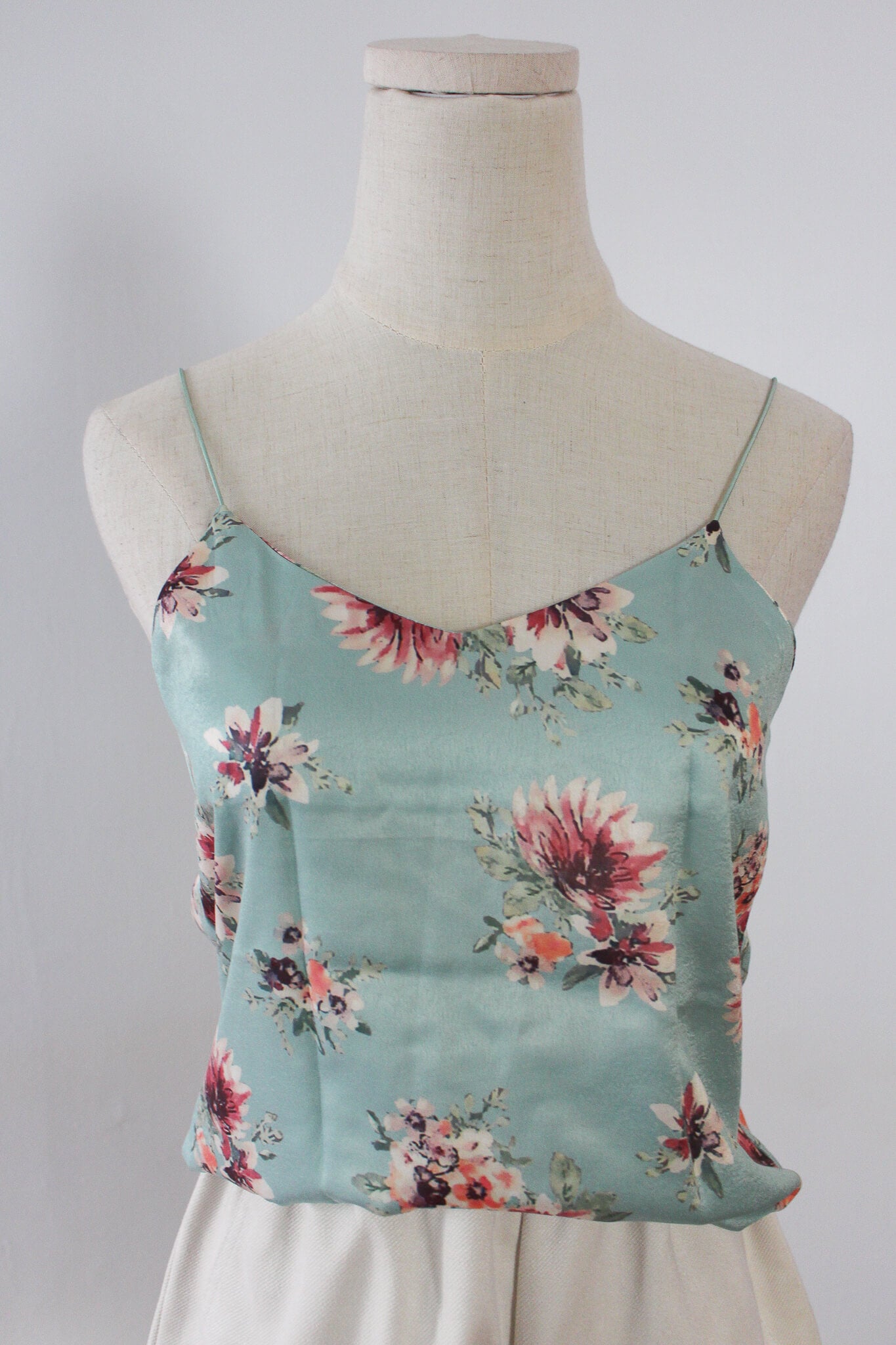 Jade green floral printed camisole 